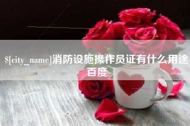 进贤消防设施操作员证有什么用途百度